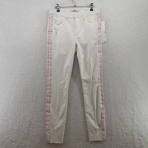 NWT Sam Edelman Womens Jeans sz 27 The Kitten Midrise Skinny Ankle White Stripe